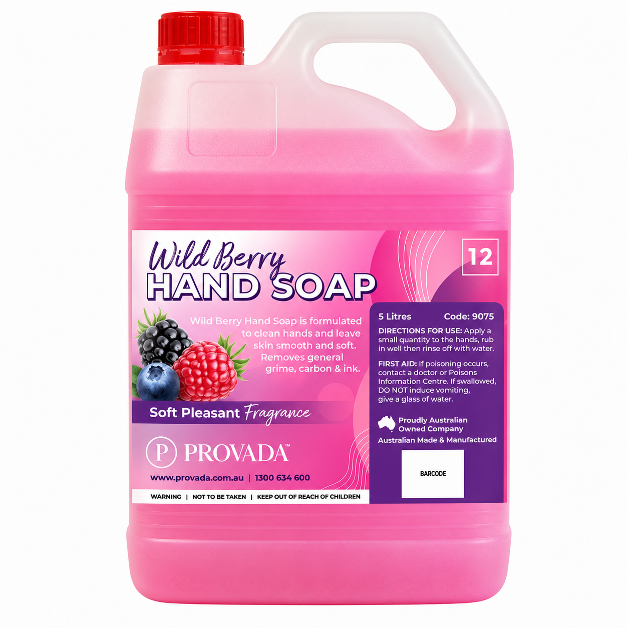 Provada Hand & Body Soap with Glycerine – Wild Berry 5L (Bulk Dispenser Refill)