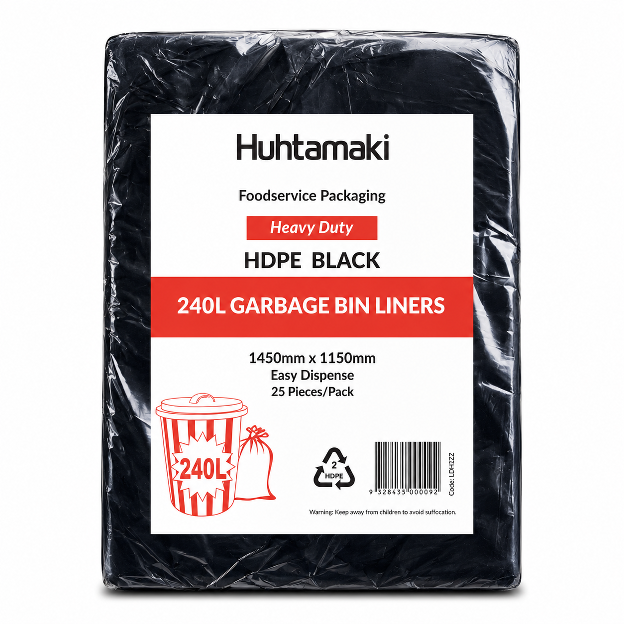 Heavy Duty Black Bin Liners ā LDPE (82L, 120L & 240L)