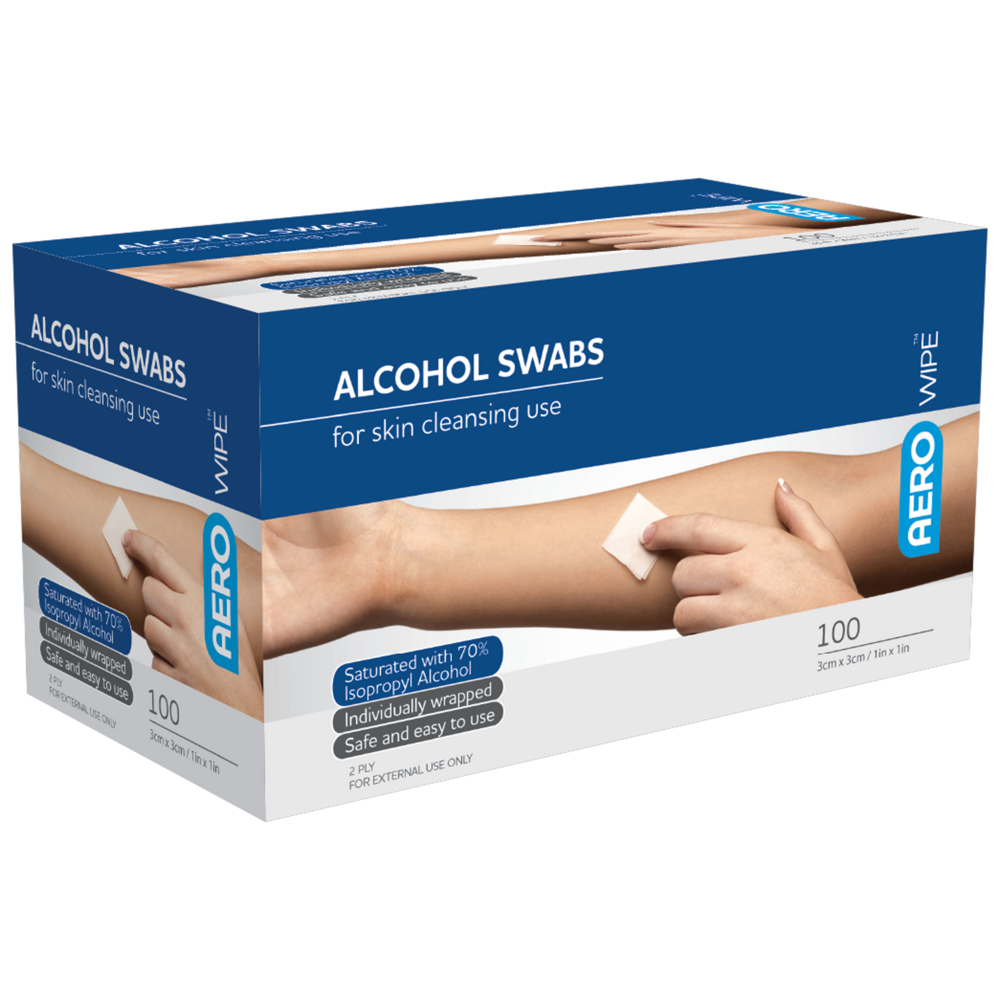 AEROWIPE 70% ISOPROPYL ALCOHOL SWAB 3CM X 3CM - QTY 100 AW7100