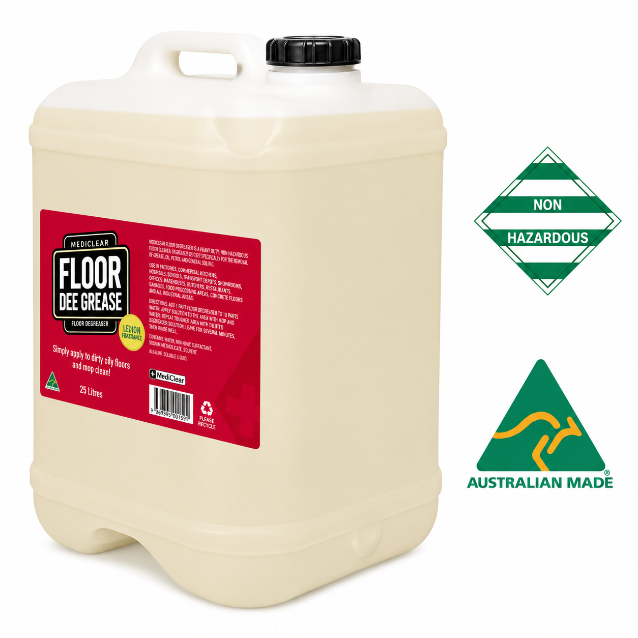 Mediclear Floor Dee Grease Heavy Duty Floor Degreaser - Lemon (5L & 25L)