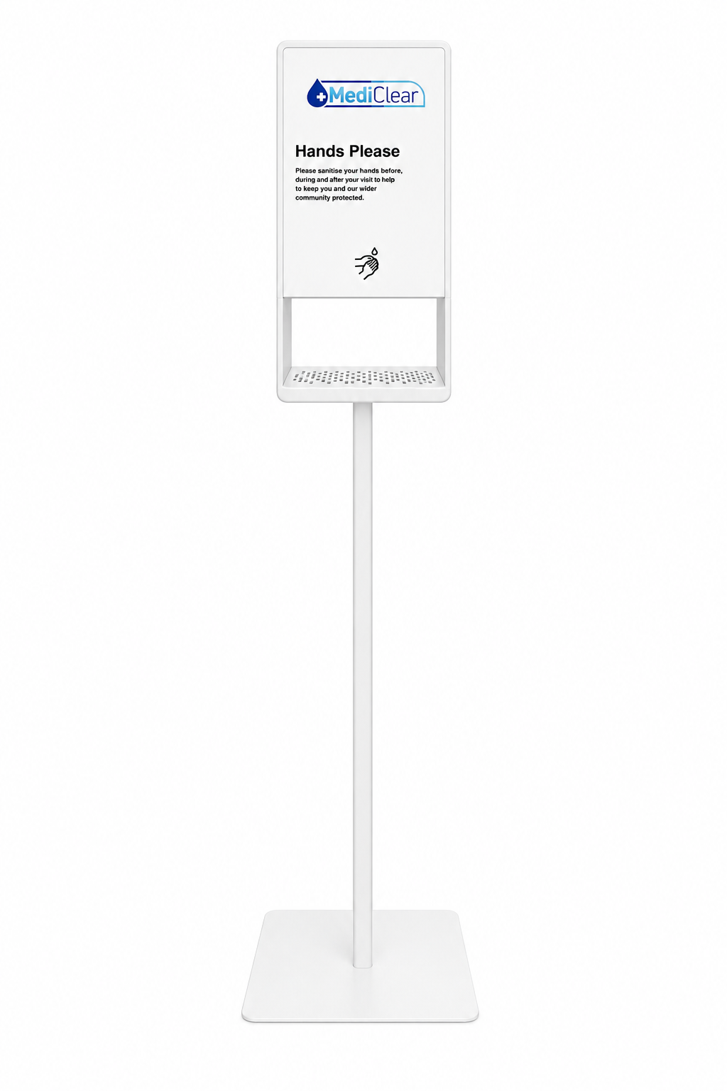 Mediclear Boxhead Stand Hand Sanitiser Dispenser - Touchless Steel Floor Stand (Black & White)