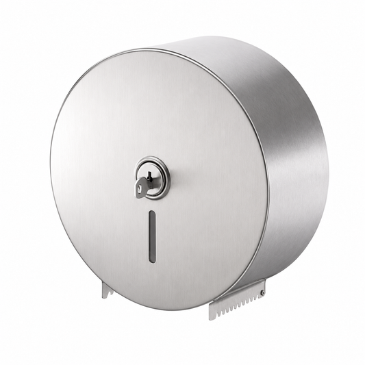 ABC Heavy Duty Jumbo Toilet Roll Dispenser – Lockable Commercial (Stainless Steel & Powder Coated Black)