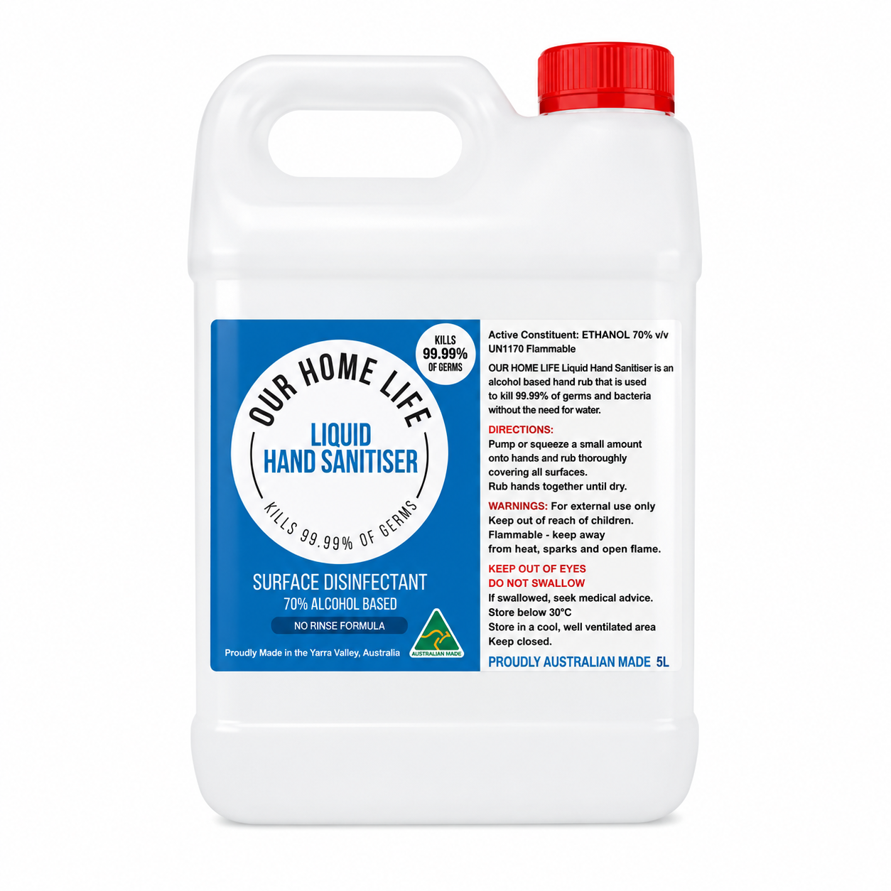 Our Home Life Liquid Hand Sanitiser - Fizzy Pineapple & Mint (300ml, 5L & 25L)