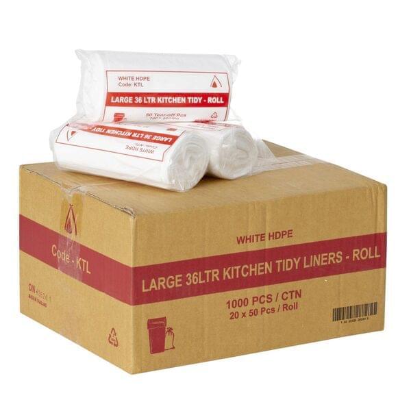 Kitchen Tidy Bin Liners – White HDPE Roll (18L & 36L)