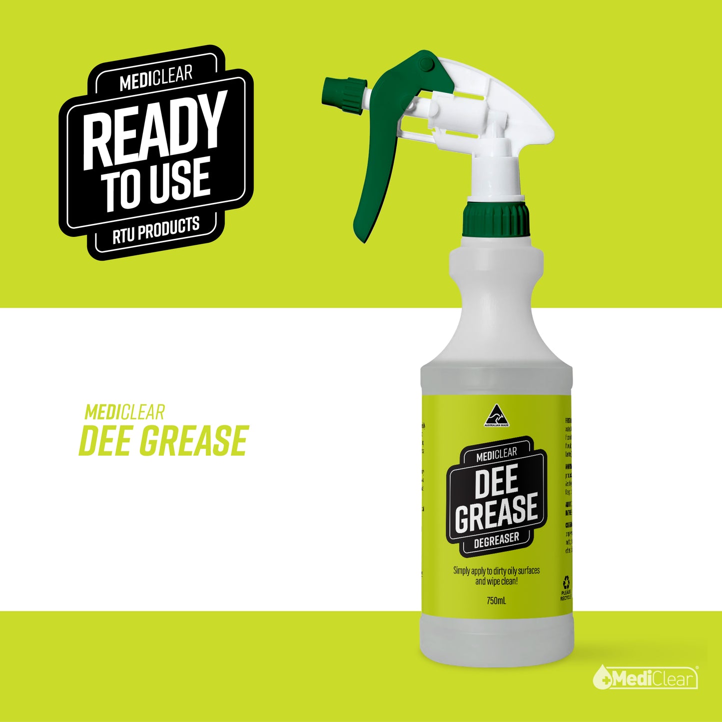 Mediclear Empty 750ml Spray Bottle - Labelled & Ready to Fill