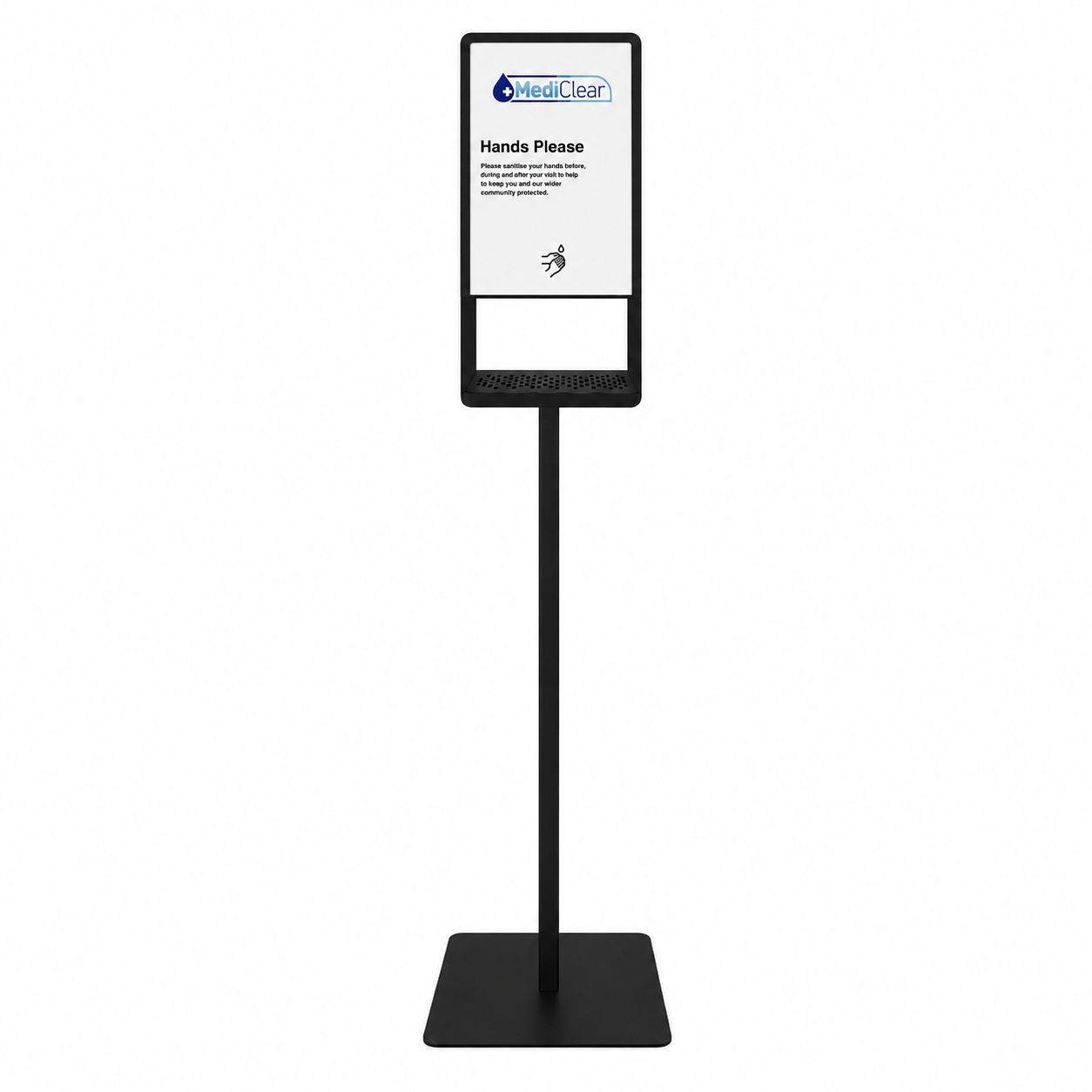 Mediclear Boxhead Stand Hand Sanitiser Dispenser - Touchless Steel Floor Stand (Black & White)