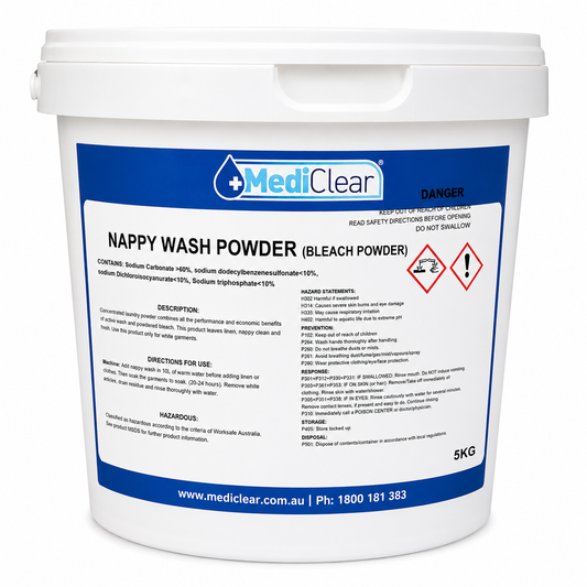 Mediclear Nappy Wash Powder - Concentrated Bleach Powder (5kg Pail)