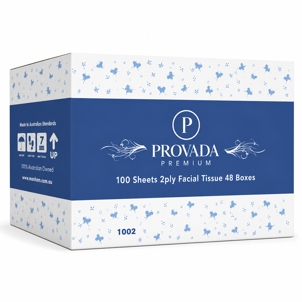Provada Facial Tissue – 2 Ply Hypoallergenic Virgin Pulp 100 Sheets (Carton of 48 Boxes)