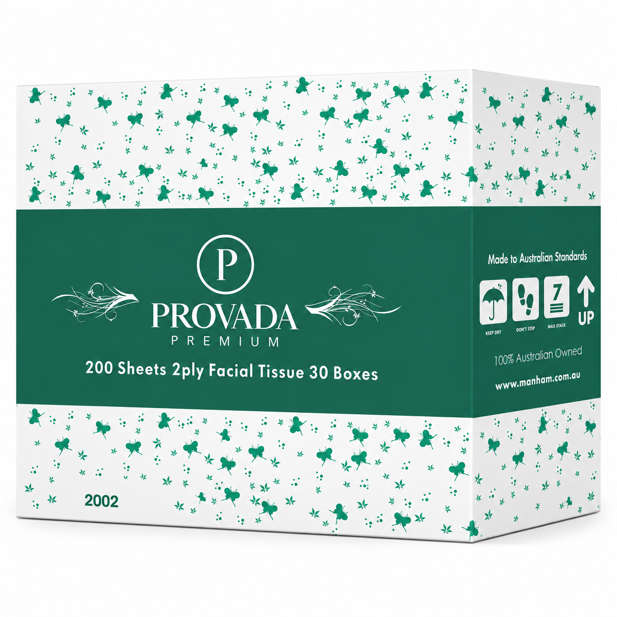 Provada Premium Facial Tissue – 2 Ply Hypoallergenic Virgin Pulp 200 Sheets (Carton of 30 Boxes)