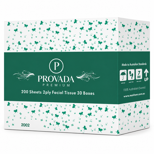 Provada Premium Facial Tissue – 2 Ply Hypoallergenic Virgin Pulp 200 Sheets (Carton of 30 Boxes)