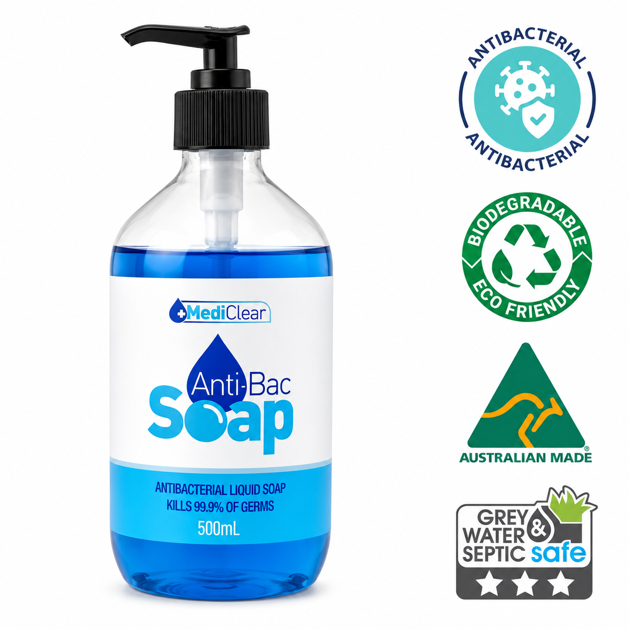 Mediclear Anti-Bacterial Liquid Hand Soap – Sensitive Skin Formula (500ml, 5L & 25L)