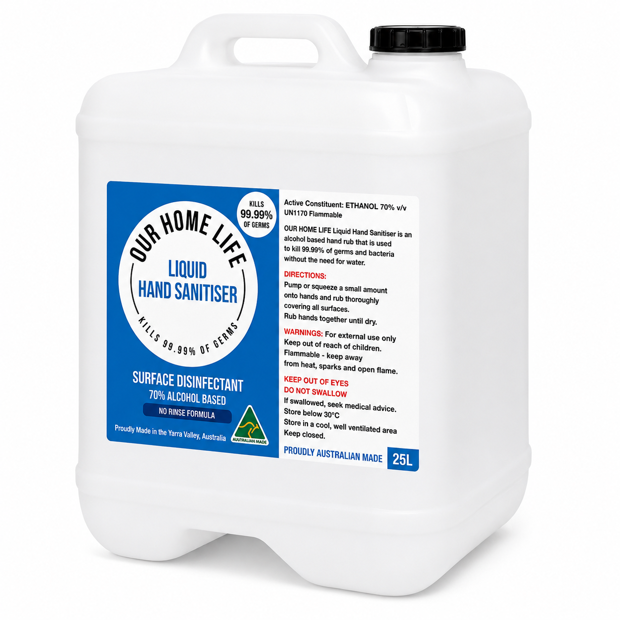 Our Home Life Liquid Hand Sanitiser - Fizzy Pineapple & Mint (300ml, 5L & 25L)