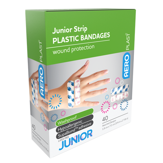 AEROPLAST PLASTIC JUNIOR STRIP 7.2 X 1.9CM BOX/40 APC040