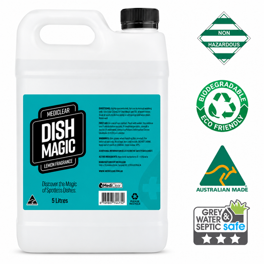 Mediclear Dish Magic Biodegradable Dishwashing Liquid - Lemon (750ml, 5L & 25L)