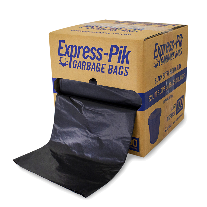 Express-Pik Extra Heavy Duty Bin Liners – LDPE Recycle 82L (Roll of 100)