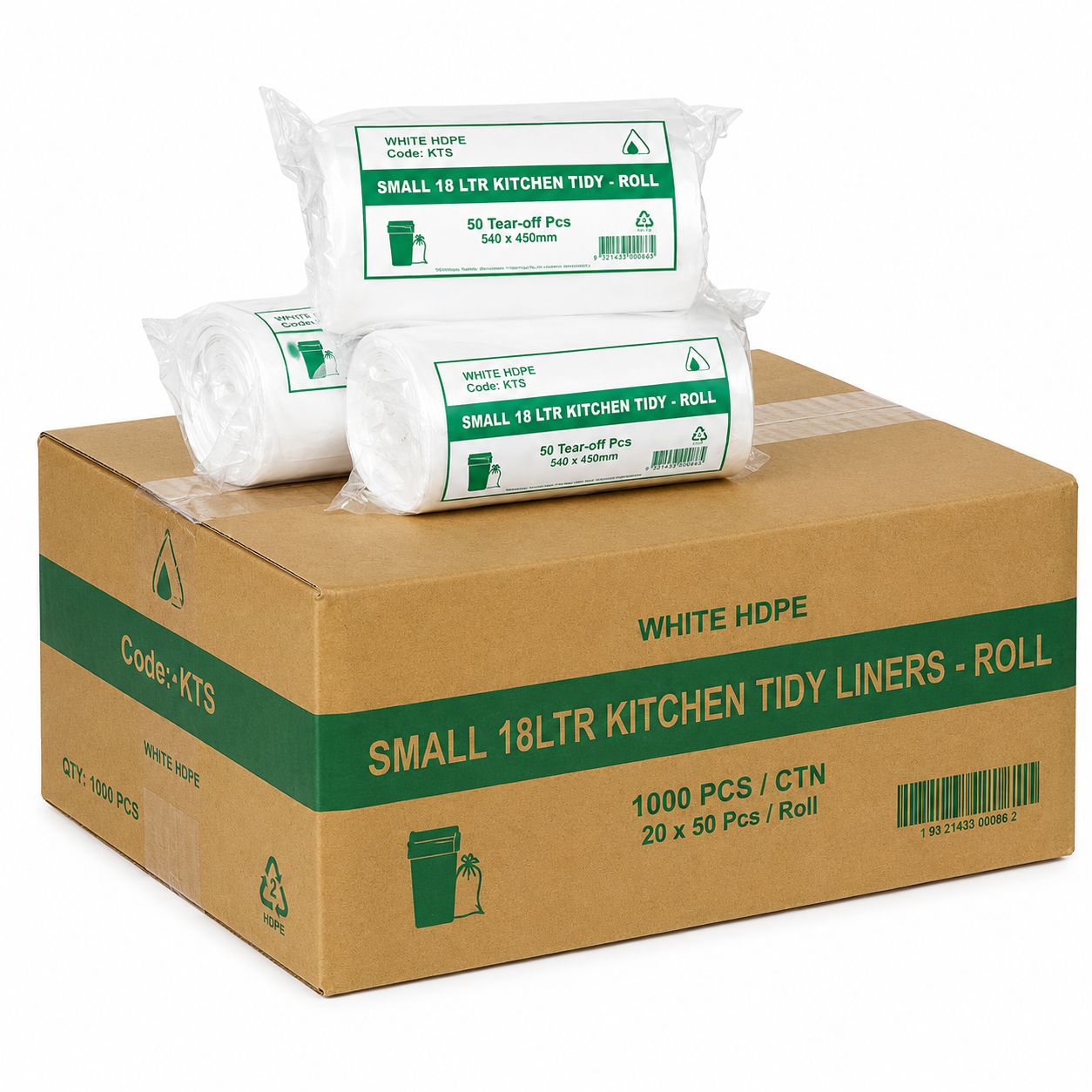 Kitchen Tidy Bin Liners – White HDPE Roll (18L & 36L)