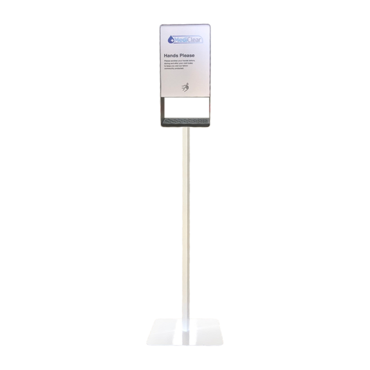 Mediclear Boxhead Stand Hand Sanitiser Dispenser - Touchless Steel Floor Stand (Black & White)