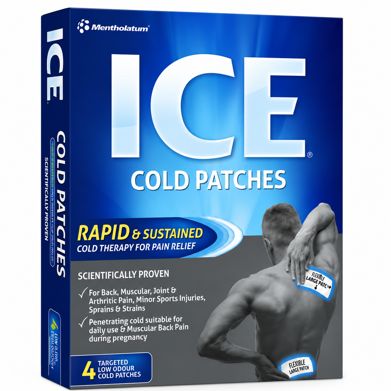 Mentholatum Ice Cold Patches - Targeted Cooling Pain Relief (4 Pack)