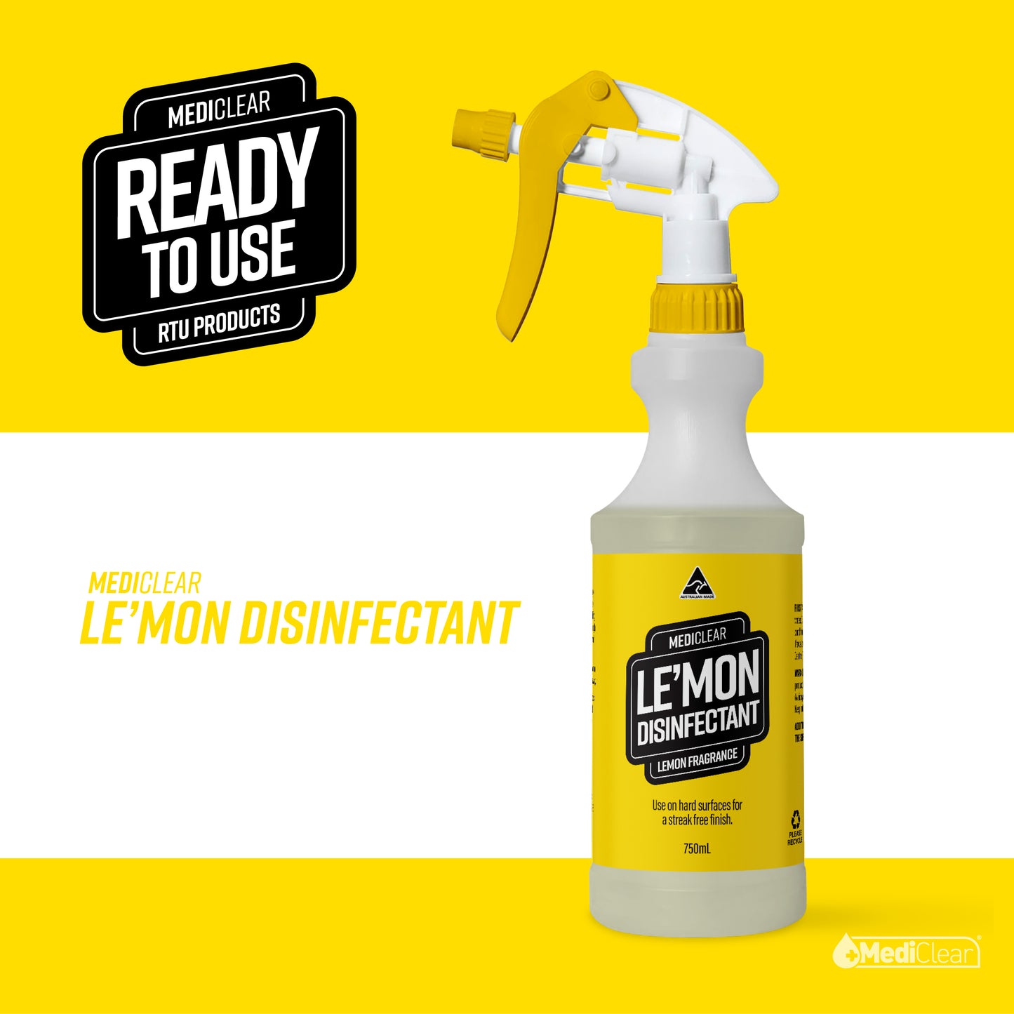 Mediclear Empty 750ml Spray Bottle - Labelled & Ready to Fill