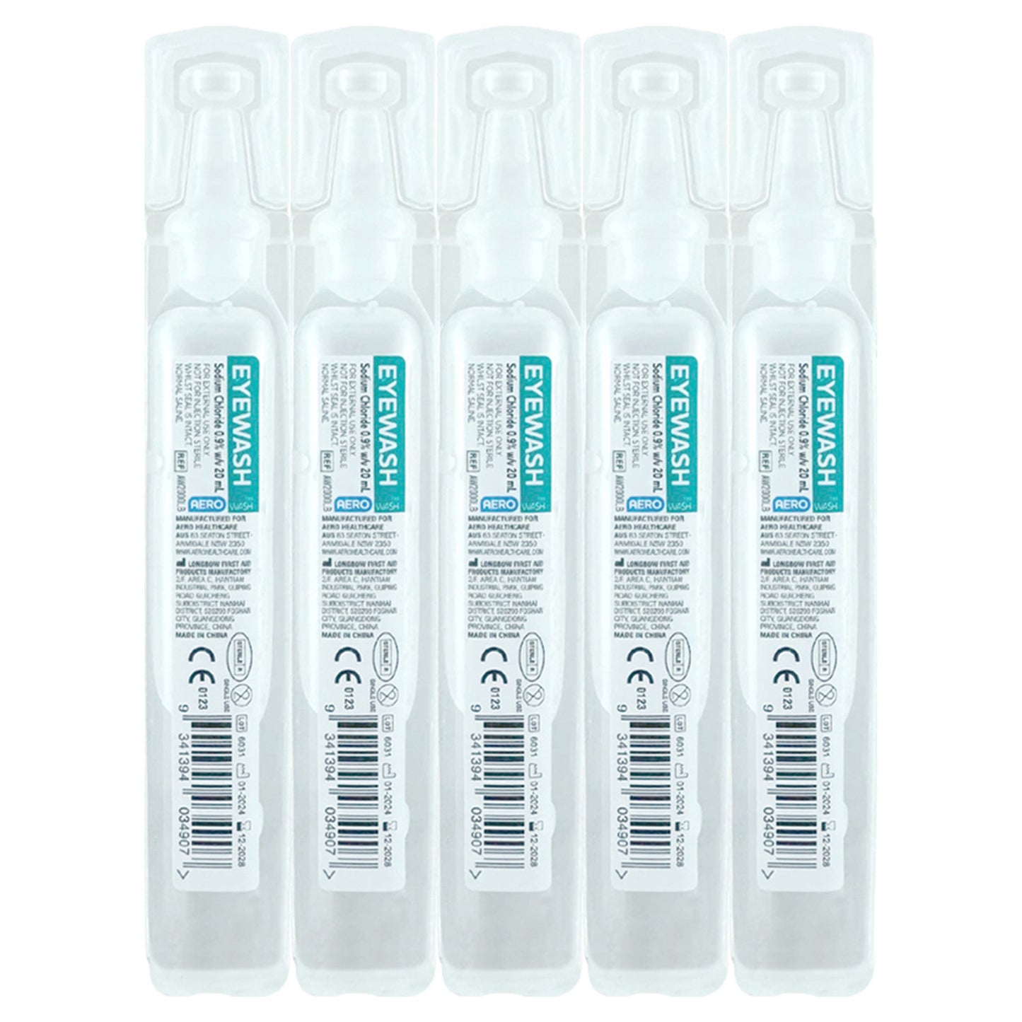 AEROWASH SODIUM CHLORIDE EYEWASH AMPULES 20ML - QTY 5