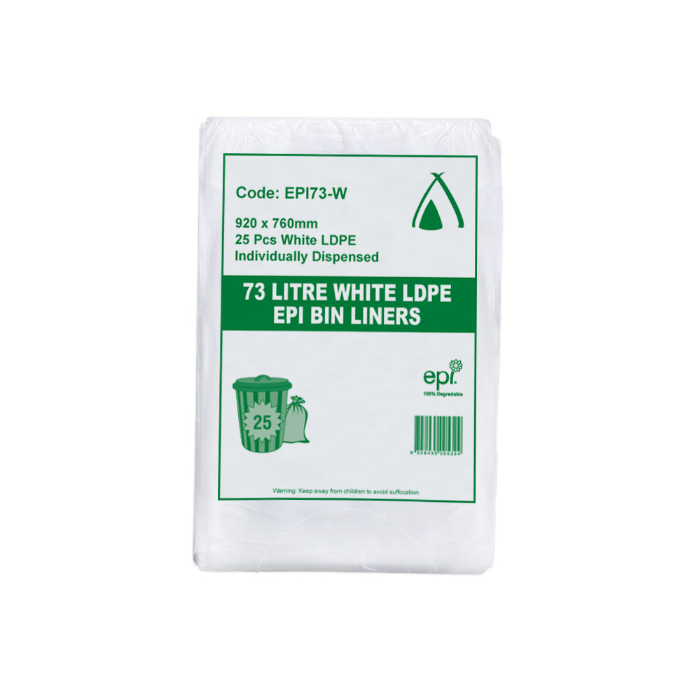 EPI Degradable Bin Liners – White LDPE (18L & 73L)