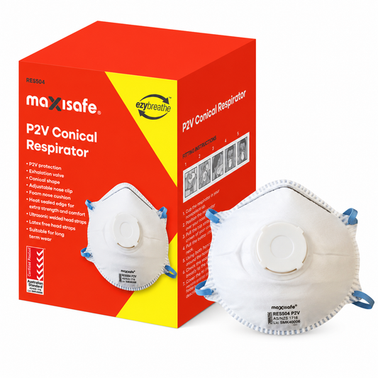 Maxisafe P2 Conical Respirator with Valve – AS/NZS 1716:2012 Certified (Box of 10)