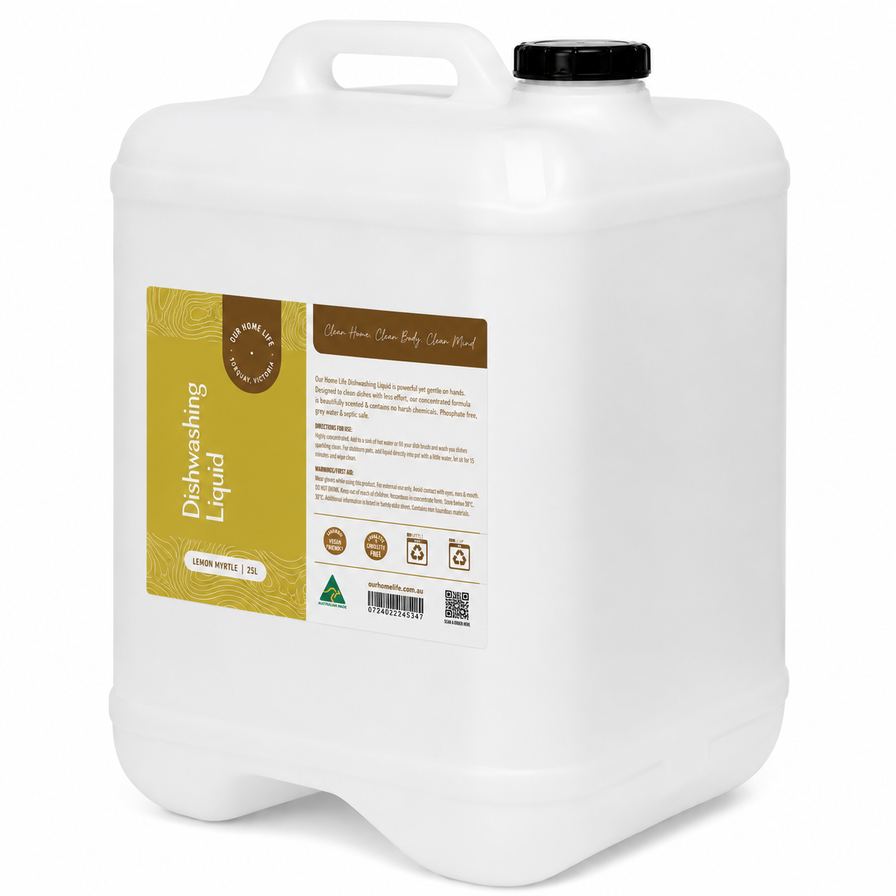 Our Home Life Dishwashing Liquid - Lemon Myrtle (500ml, 1L, 5L & 25L)