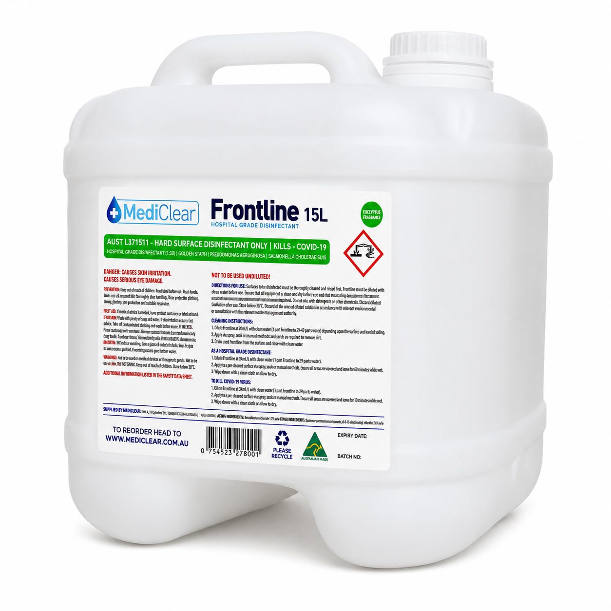 Mediclear Frontline x50 Concentrate - Hospital Grade Disinfectant (5L, 15L, 20L & 25L)