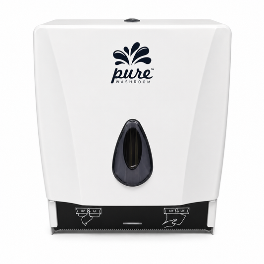 Pure Washroom Roll Towel Dispenser – Lockable ABS Plastic Centre Pull & Standard Roll (Wall Mount)